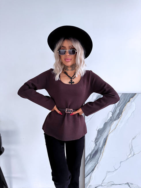 Adīts tops + josta "KARMA MC4562" - CHOCO