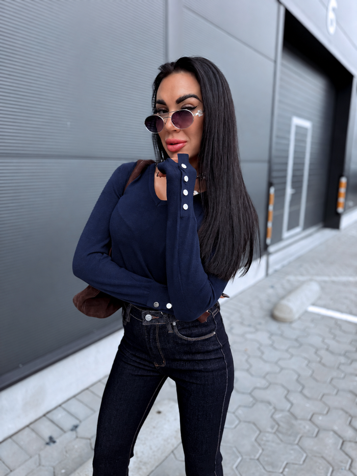 Bītlene ar spiedpogām "GIRLS CLUB W2601" - TUMŠI ZILA