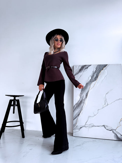 Adīts tops + josta "KARMA MC4562" - CHOCO