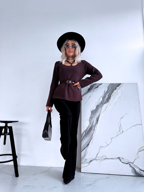 Adīts tops + josta "KARMA MC4562" - CHOCO