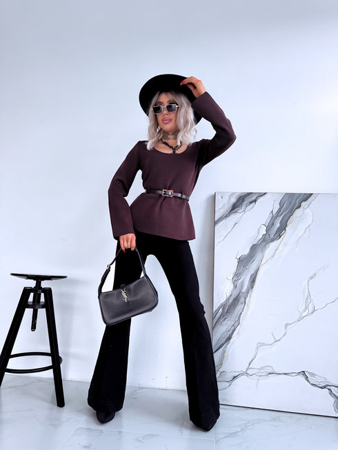 Adīts tops + josta "KARMA MC4562" - CHOCO