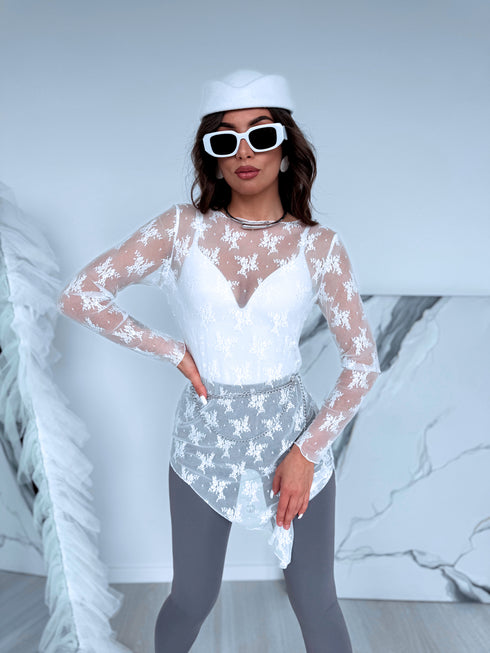 Mežģīņu tops "SHEER TOUCH 8513" - BALTS