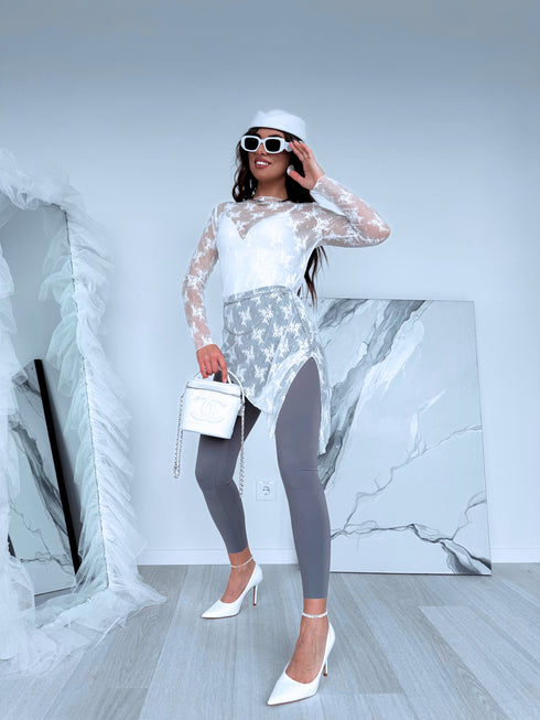 Mežģīņu tops "SHEER TOUCH 8513" - BALTS