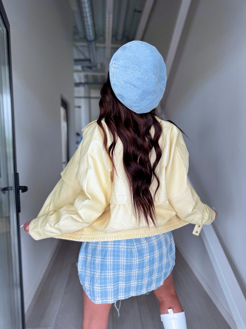 Faux leather jacket "SILENT STORM" S-6202 - YELLOW