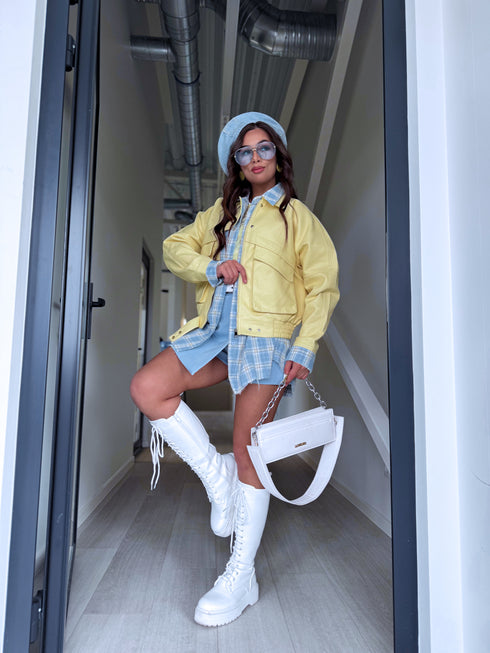 Faux leather jacket "SILENT STORM" S-6202 - YELLOW
