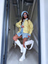 Faux leather jacket "SILENT STORM" S-6202 - YELLOW