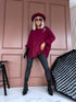 "MARKER MO4217" sweater with lace hem - BORDEAUX