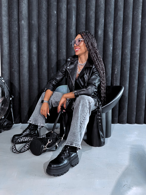 Ādas imitācijas jaka "ESPRESSO 16038" - MELNA