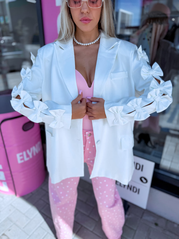 Oversized blazer "BOW MOMENT V10010" - WHITE