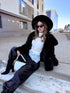 "BUSHY" artificial fur coat - BLACK