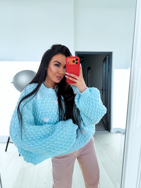 Вязаный свитер "CHOCOLATEY LOVE 245741" - СВЕТЛО-ГОЛУБОЙ