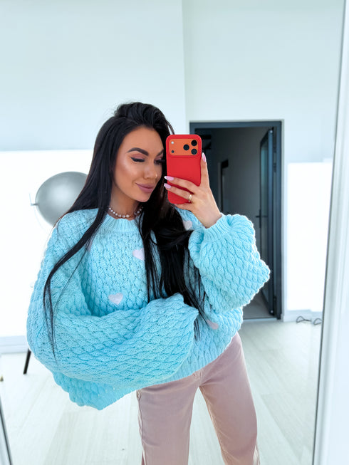 Вязаный свитер "CHOCOLATEY LOVE 245741" - СВЕТЛО-ГОЛУБОЙ