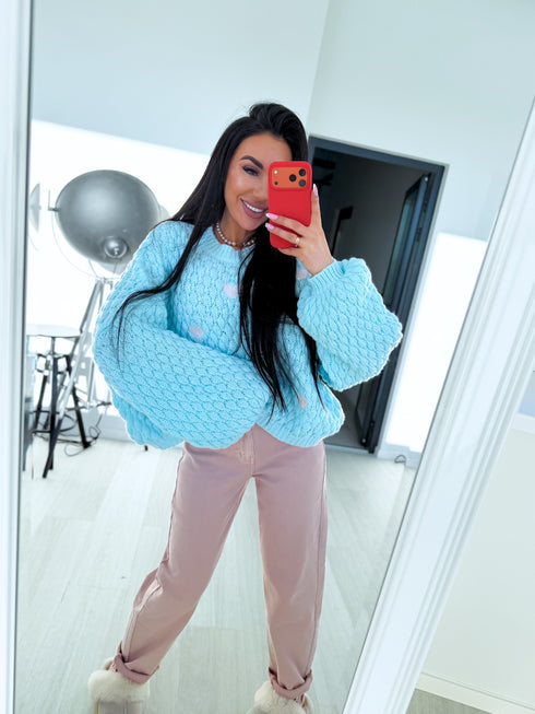 Вязаный свитер "CHOCOLATEY LOVE 245741" - СВЕТЛО-ГОЛУБОЙ