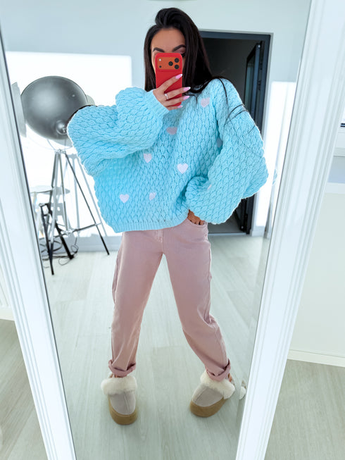 Вязаный свитер "CHOCOLATEY LOVE 245741" - СВЕТЛО-ГОЛУБОЙ