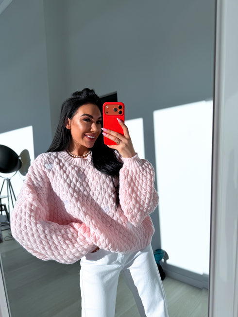 Вязаный свитер "CHOCOLATEY LOVE 245741" - Нежно-розовый