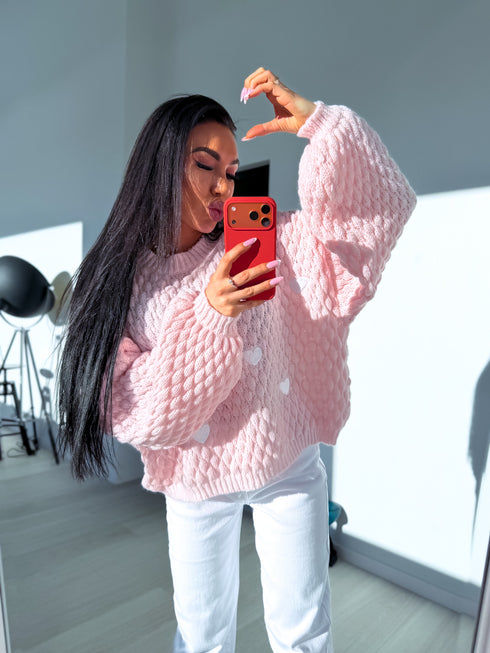 Вязаный свитер "CHOCOLATEY LOVE 245741" - Нежно-розовый