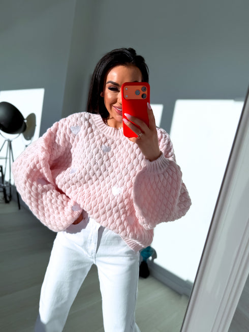 Вязаный свитер "CHOCOLATEY LOVE 245741" - Нежно-розовый