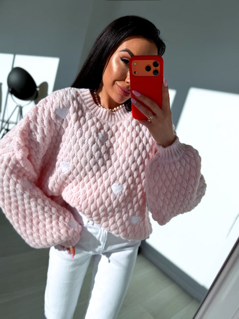 Вязаный свитер "CHOCOLATEY LOVE 245741" - Нежно-розовый