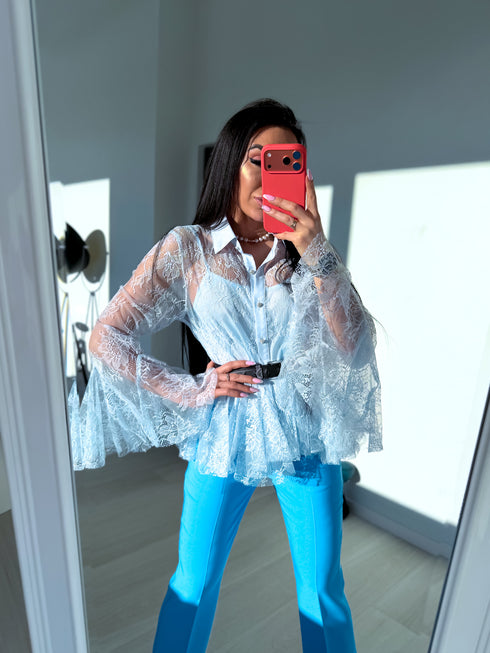 Lace blouse "SURREAL OY7013" - light blue