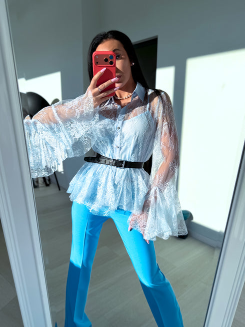 Lace blouse "SURREAL OY7013" - light blue