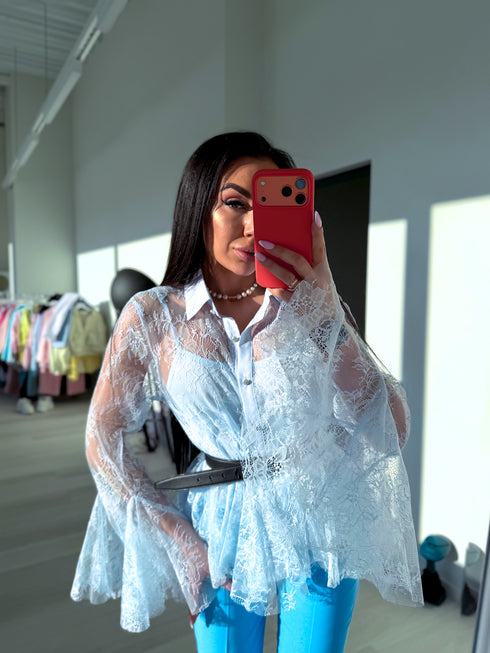 Lace blouse "SURREAL OY7013" - light blue