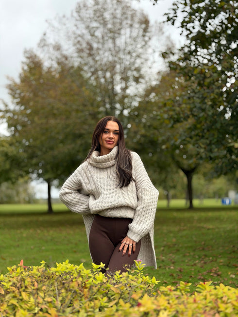 ELYNDI extended wool sweater - light beige