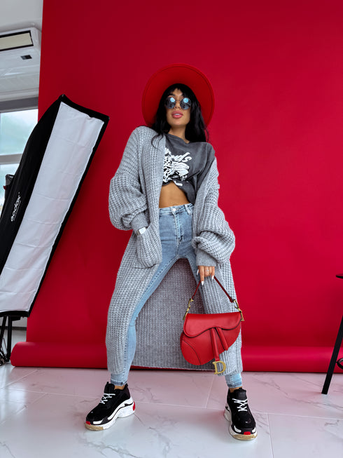 Вязаный кардиган "MALIBU" - серый