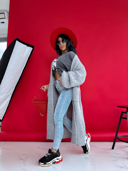 Вязаный кардиган "MALIBU" - серый