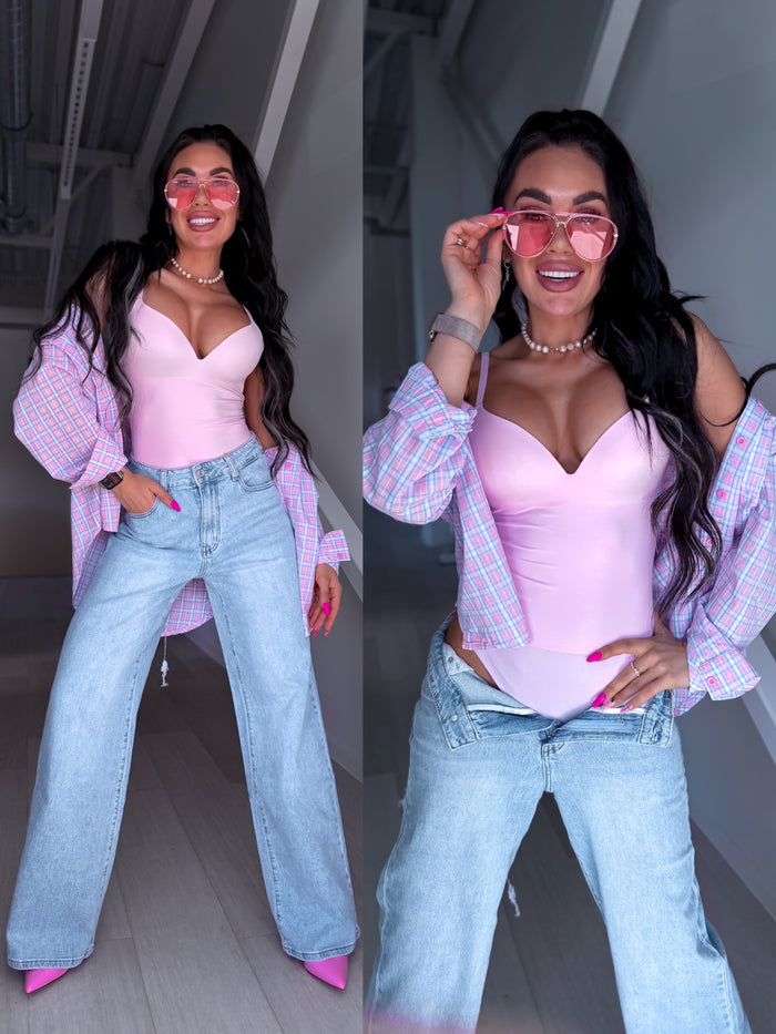ELYNDI, string-style shaping bodysuit - warm pink