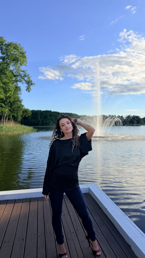 Atlasa blūze "MUSE YY638" - MELNA