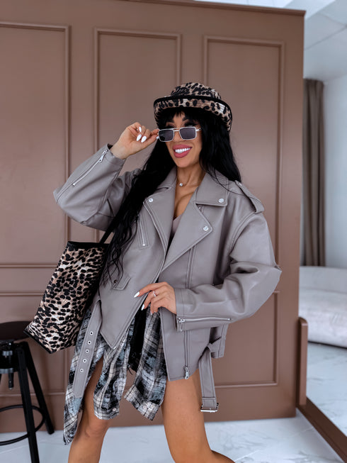 "POISON" Faux leather jacket CV2169-32 - DARK BEIGE