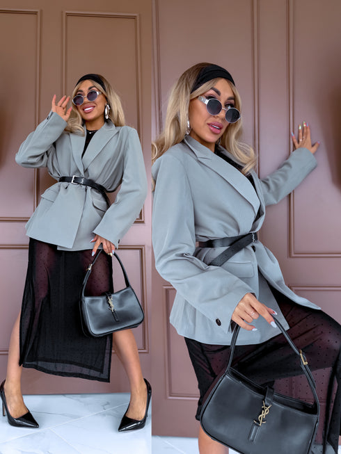 Oversize žakete ar melnām piedurkņu pogām - HAKI