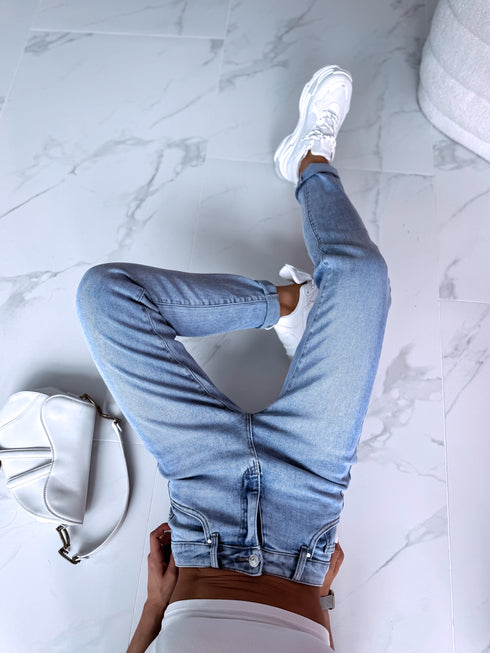 "Magnesium" MOM FIT džinsa bikses DJ690 - zilas