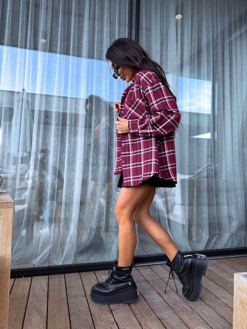 Ripped shirt "TEXAS" ME207 - BURGUNDY