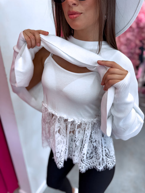 2-in-1 sweater + top "DOUBLE TAKE 5173L" - WHITE