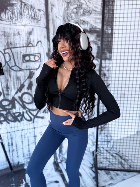 Elastinė crop striukė "PROCESS LM88182" - juoda