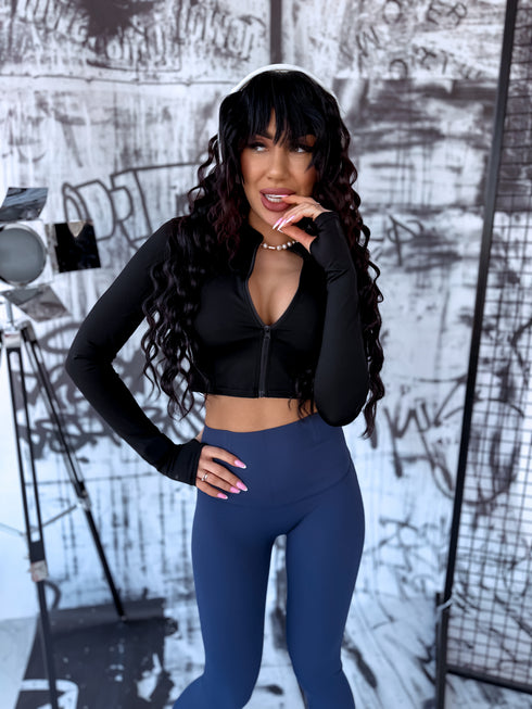 Elastinė crop striukė "PROCESS LM88182" - juoda