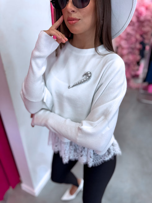 2-in-1 sweater + top "DOUBLE TAKE 5173L" - WHITE