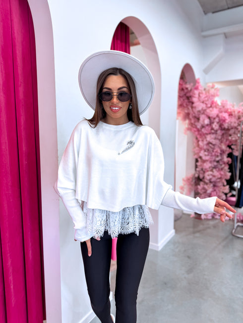 2-in-1 sweater + top "DOUBLE TAKE 5173L" - WHITE