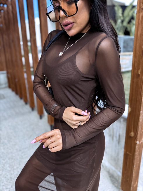 Tinklinė suknelė ilgomis rankovėmis + apatiniai sijonai - CHOCO