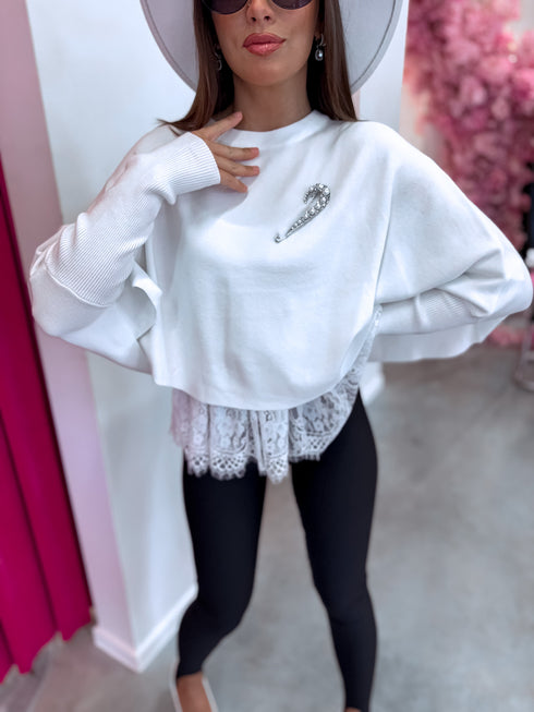 2-in-1 sweater + top "DOUBLE TAKE 5173L" - WHITE