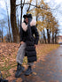 Long coat "WINTER WEAR FC83" - BLACK WITH BEIGE