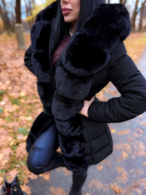 Jacket with fur front "NORDELLE" FC7505 - BLACK