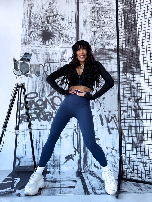 Elastinė crop striukė "PROCESS LM88182" - juoda