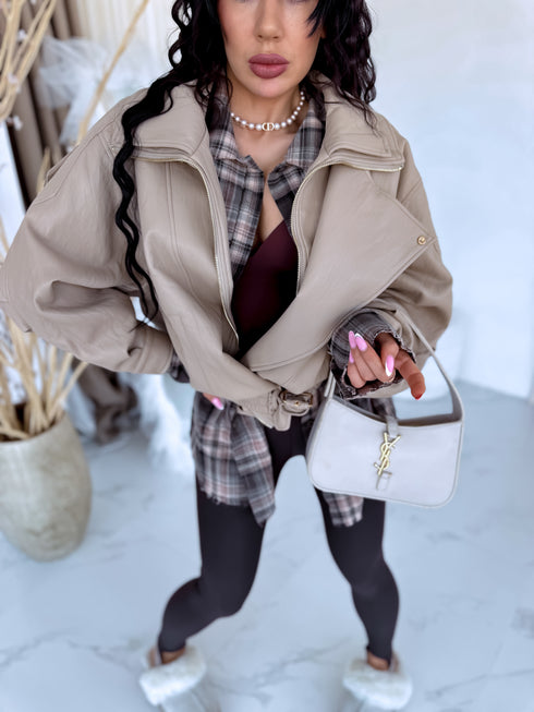 LUX faux leather jacket "MOUSSE N10317" - BEIGE