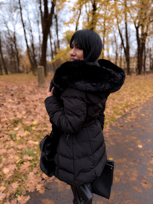 Jacket with fur front "NORDELLE" FC7505 - BLACK