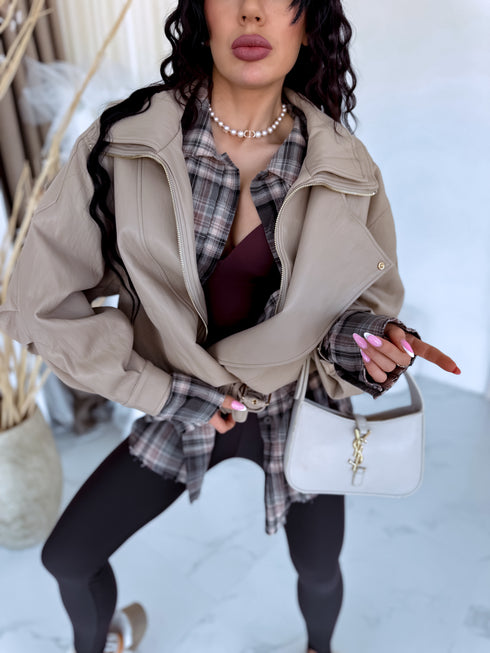 LUX faux leather jacket "MOUSSE N10317" - BEIGE