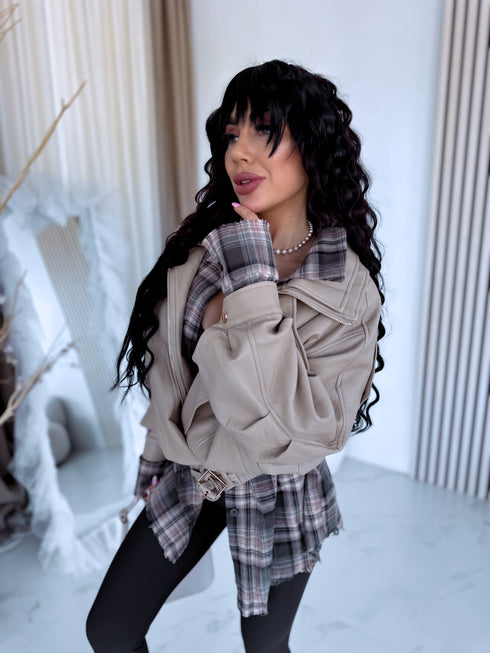 LUX faux leather jacket "MOUSSE N10317" - BEIGE