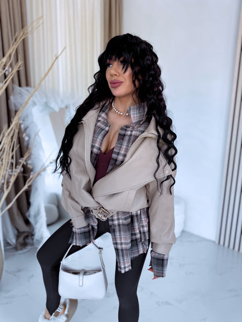 LUX faux leather jacket "MOUSSE N10317" - BEIGE