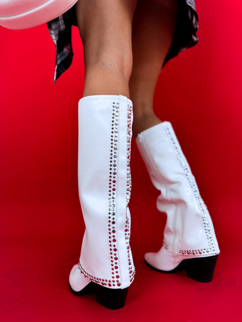 Ковбойские сапоги "CUFF IT 9225" - белые